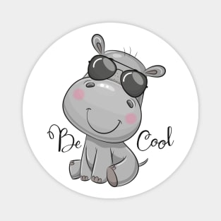 Cute grey hippo with glasses Magnet